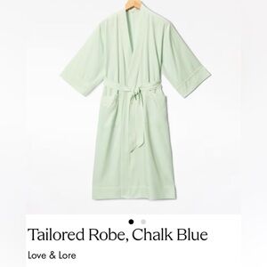 INDIGO - Tailored Chalk Blue/Mint Women's Robe - Lightweight Wrap Bathrobe